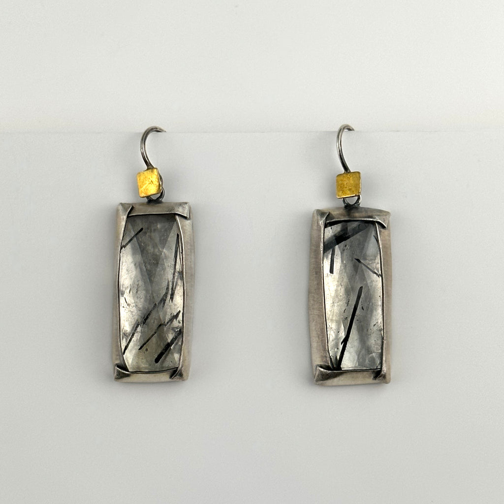 Tourmalinated Quartz/ Silver Earrings