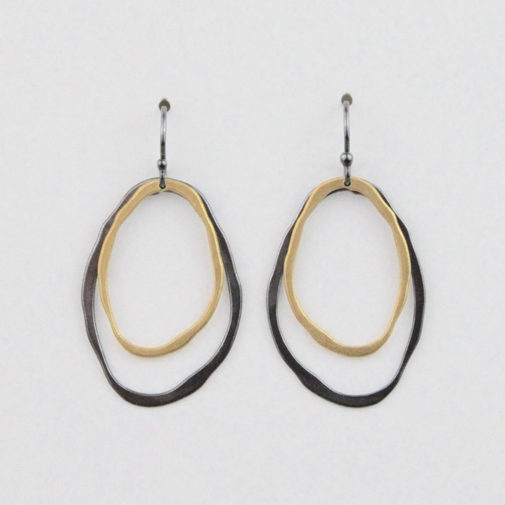 Sm 2 Layer Thin 2 Tone Earrings