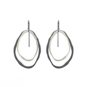 Large 2 Layer Thin RC Earrings, SS/Ox