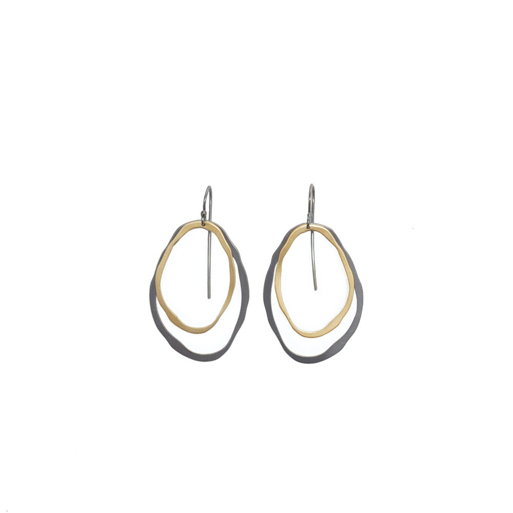 Small 2 Layer Thin RC Earrings, Verm/Ox