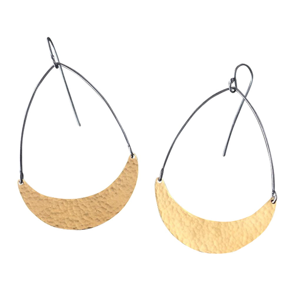 Small Hammered Arc Earrings,Vermeil