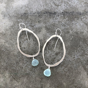 X Thin RC Earrings With Chalcedony