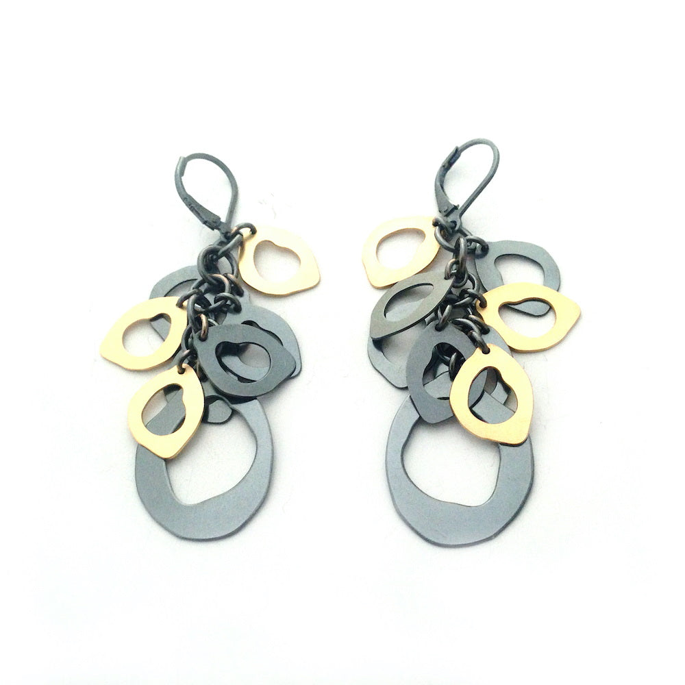 Vermeil/Oxidized Cluster Earrings