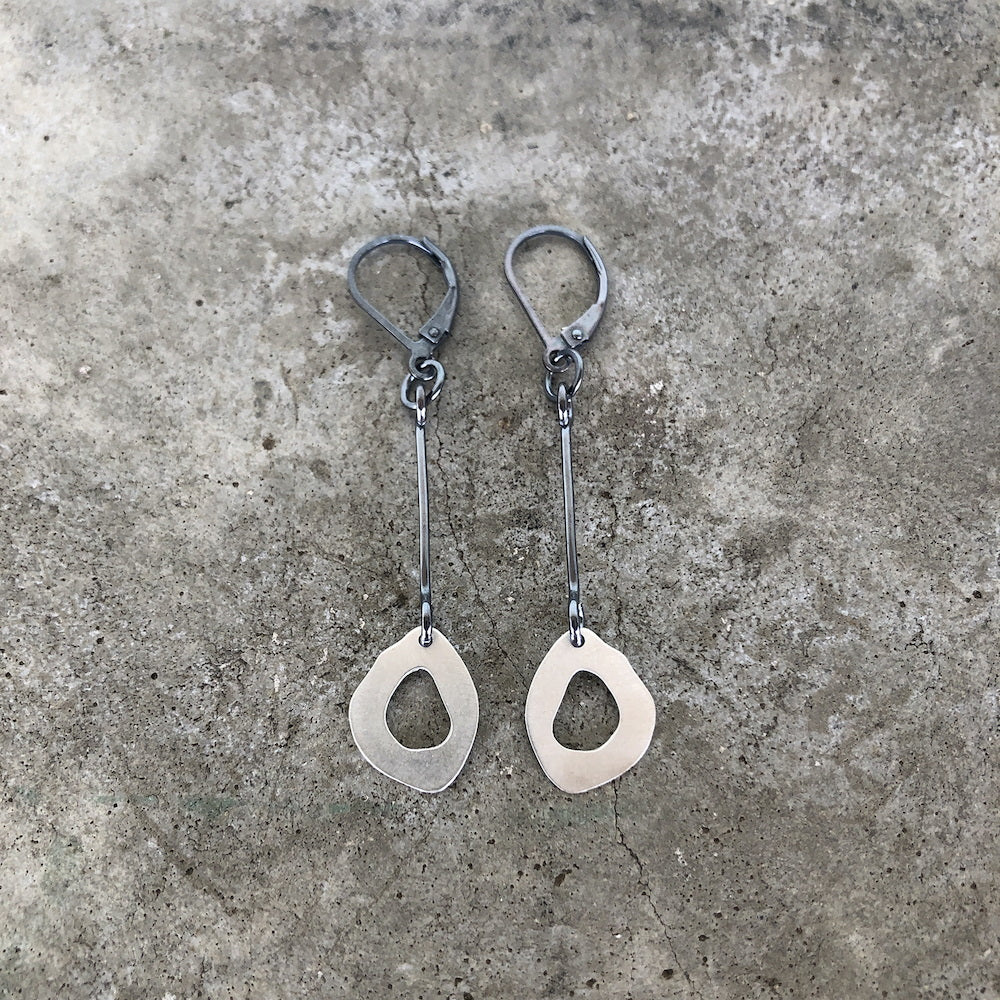Tiny Two Tone Dangle earrings With Bar
