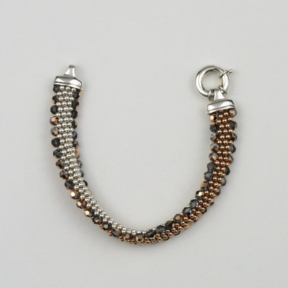 Crocheted Bracelet, Silver/Rose Gold