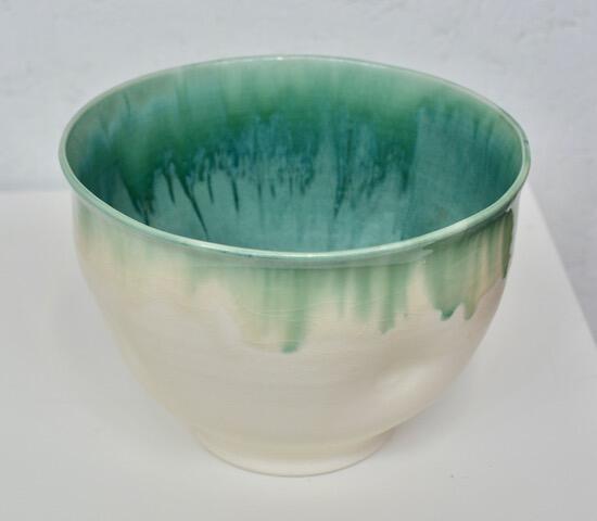 Large Porcelain Bowl With Blue Interior