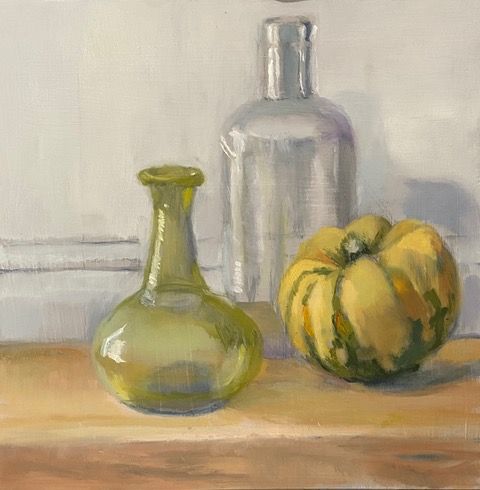 Still Life With Glass Bottle and Squash