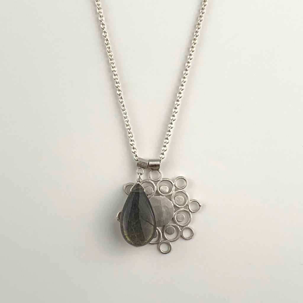 Mandala Charm Necklace With Labradorite