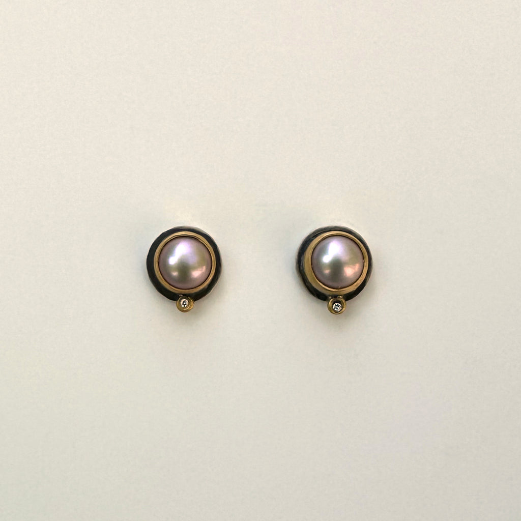 Pearl Stud Earrings With Diamonds