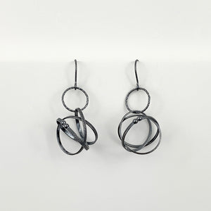 Small Oxidized Mobius Earrings w/Circle