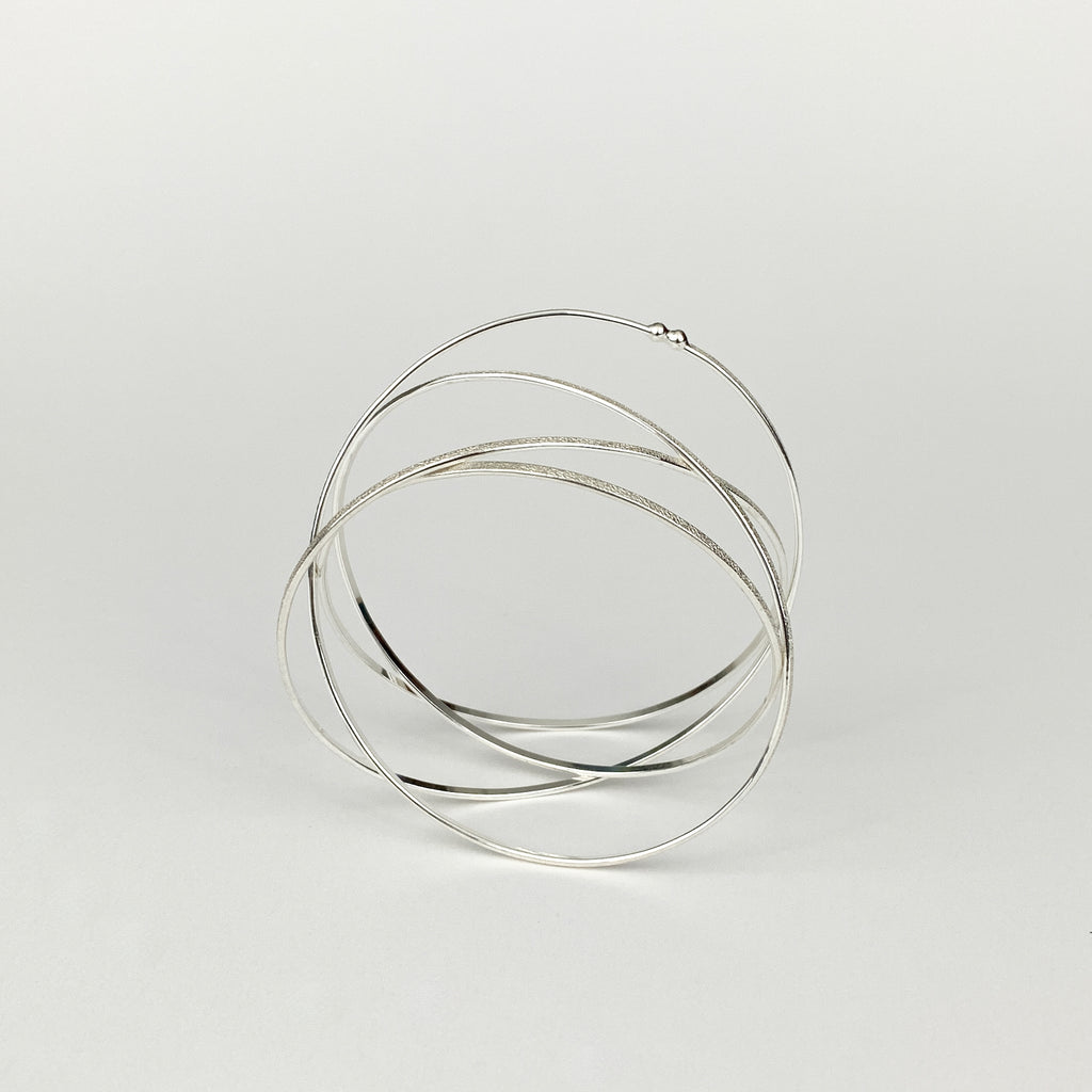 Sterling Silver Orbit Bangle Bracelet