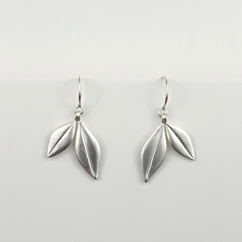 Silver Double Olive Leaf Earrings