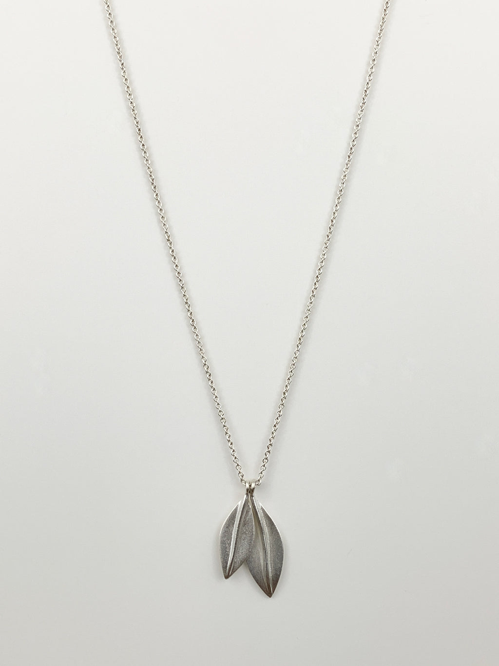 Silver Double Olive Leaf Necklace