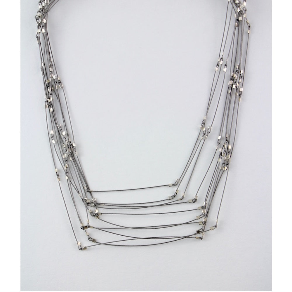 Mini Line Segments Necklace,Steel/Silver