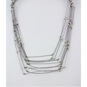 Mini Line Segments Necklace,Steel/Silver