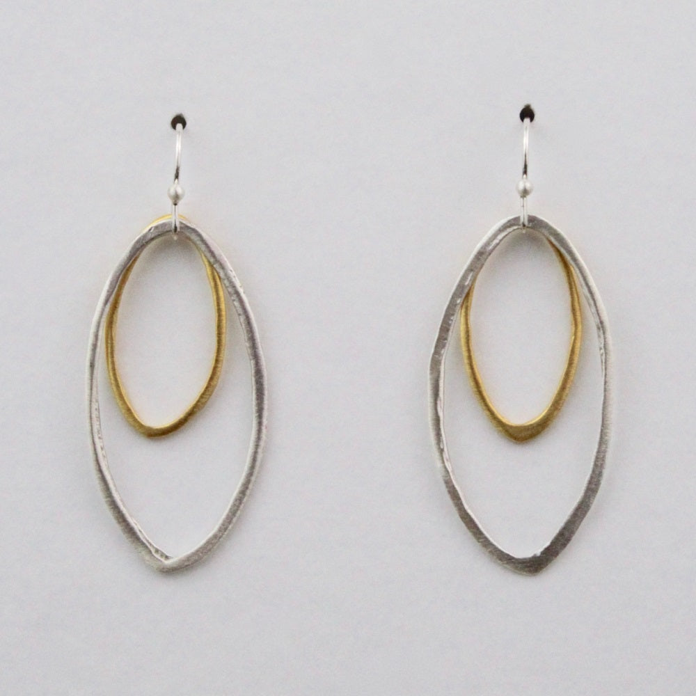 Two Tone Pointed Oval Earrings