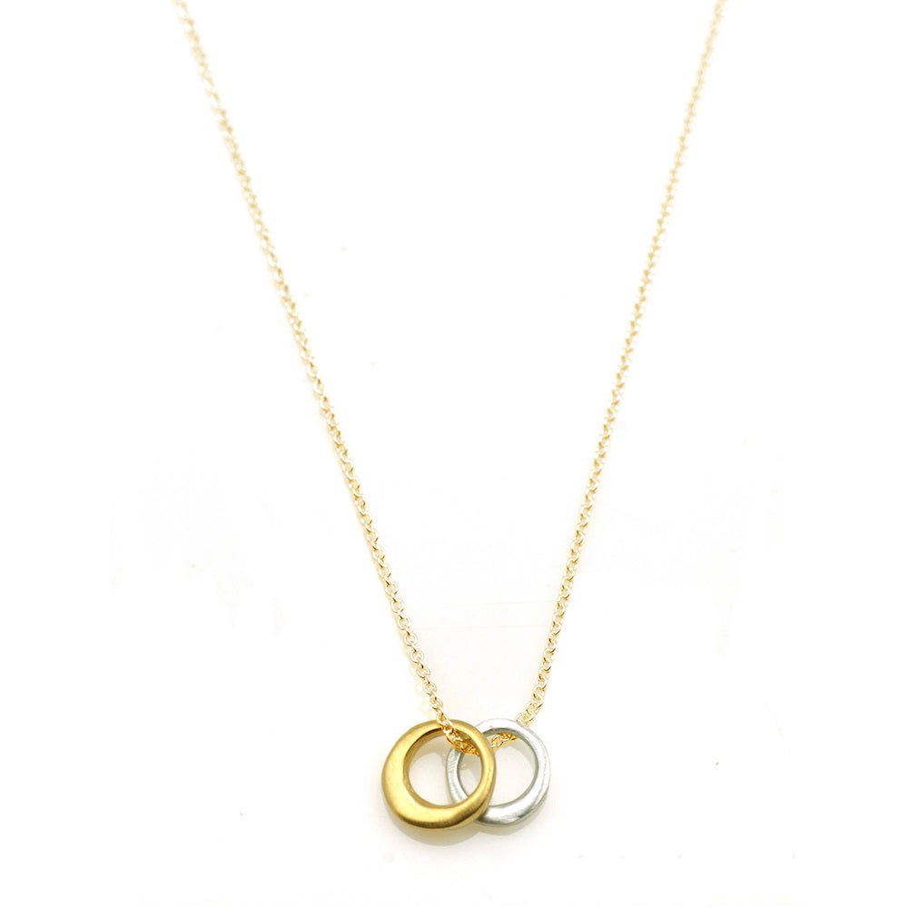 Two Little Circles,Mixed Metals Necklace
