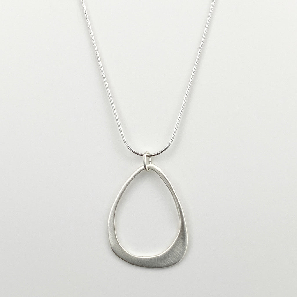 Small Open Drop Silver Necklace