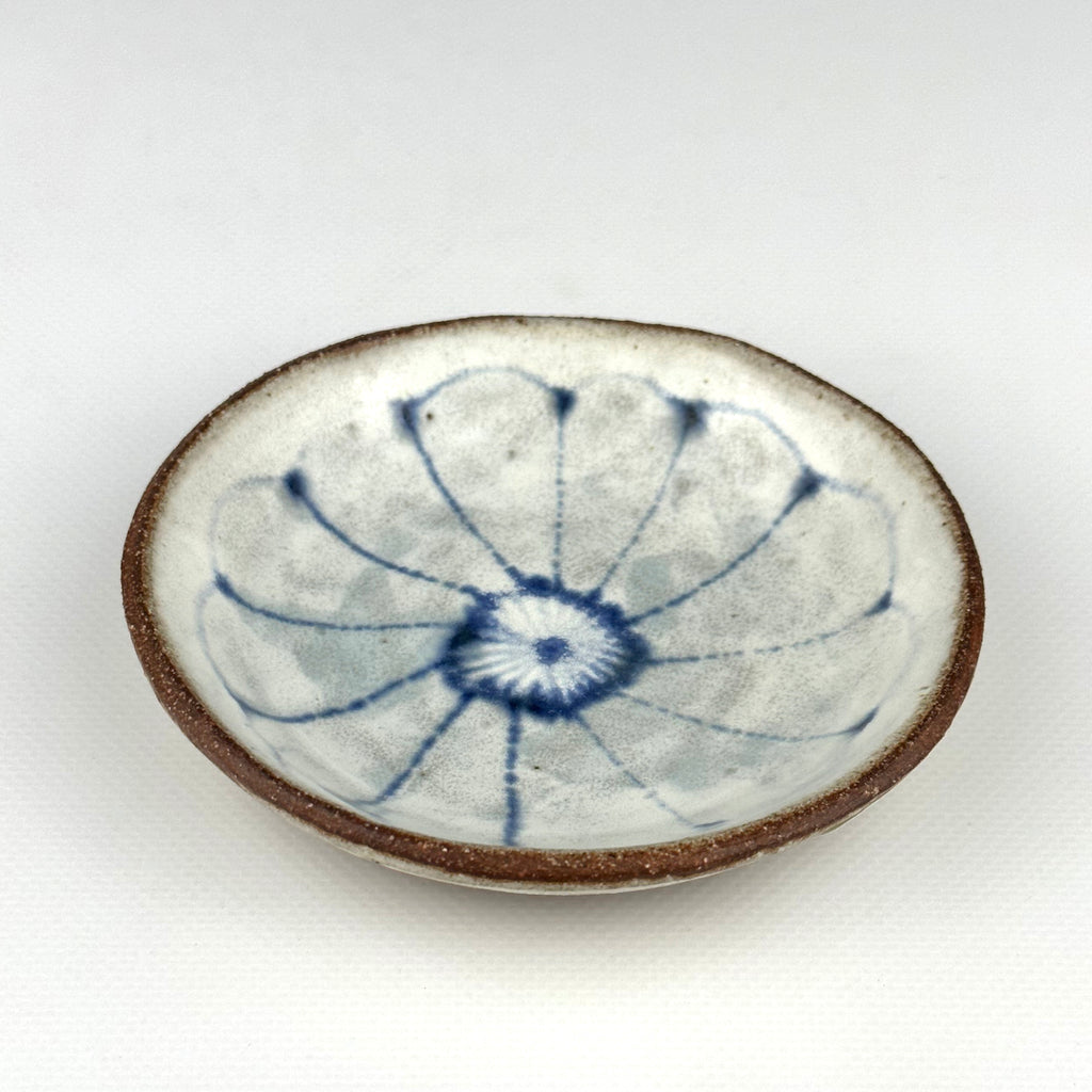 Small Round Blue and White Stoneware