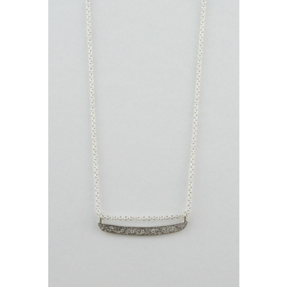 Silver And Diamond Bar Necklace