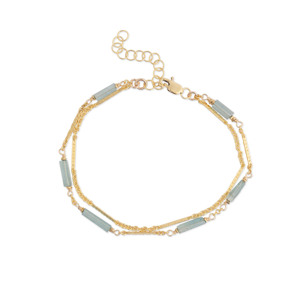 Blue Tourmaline Double Strand Bracelet