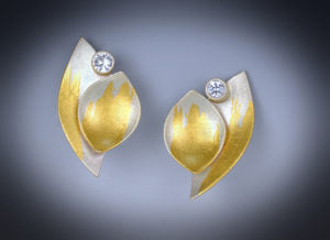 Sterling and Gold Leaf Sapphire Posts