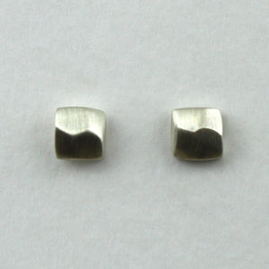 Facetted Square Silver Post Earrings